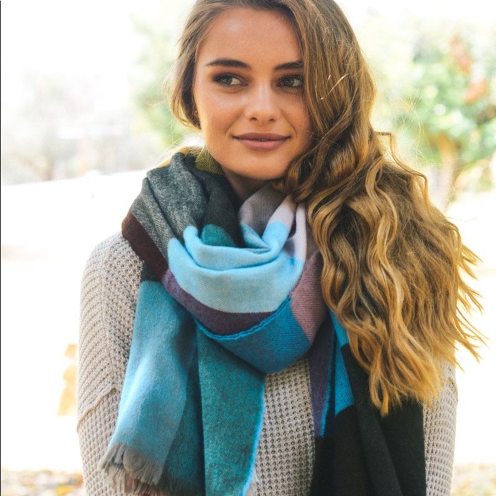 Vibrant Multicolor Frayed Edge Scarf/ wrap